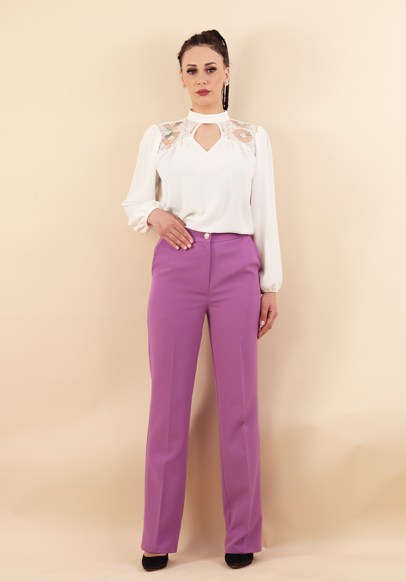Pantalon-drept-lila-2 Pantalon drept - imagine 1