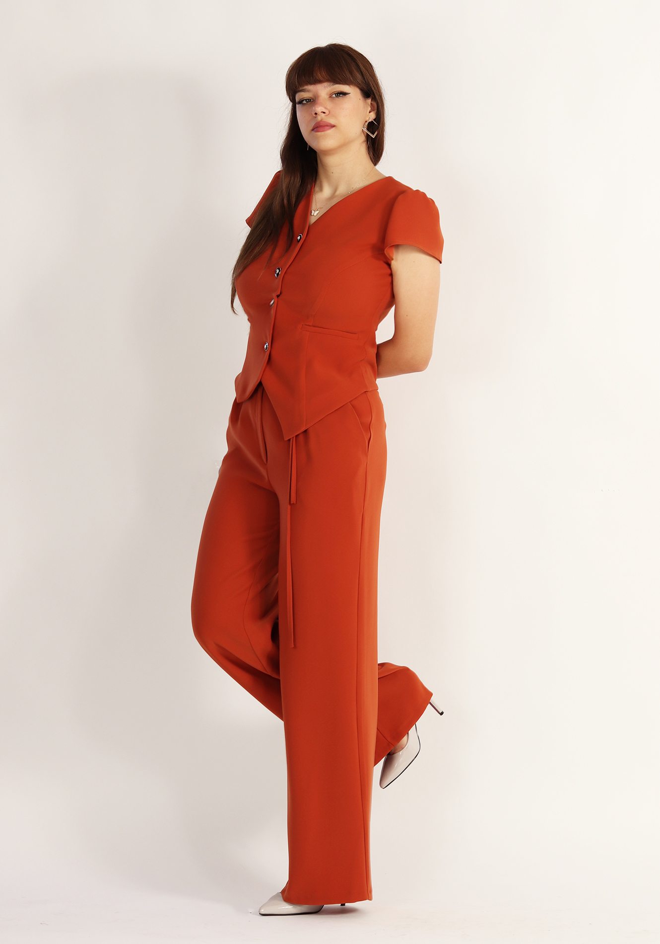 Pantalon-evazat-cu-snur-in-talie-1 Pantalon evazat - imagine 1