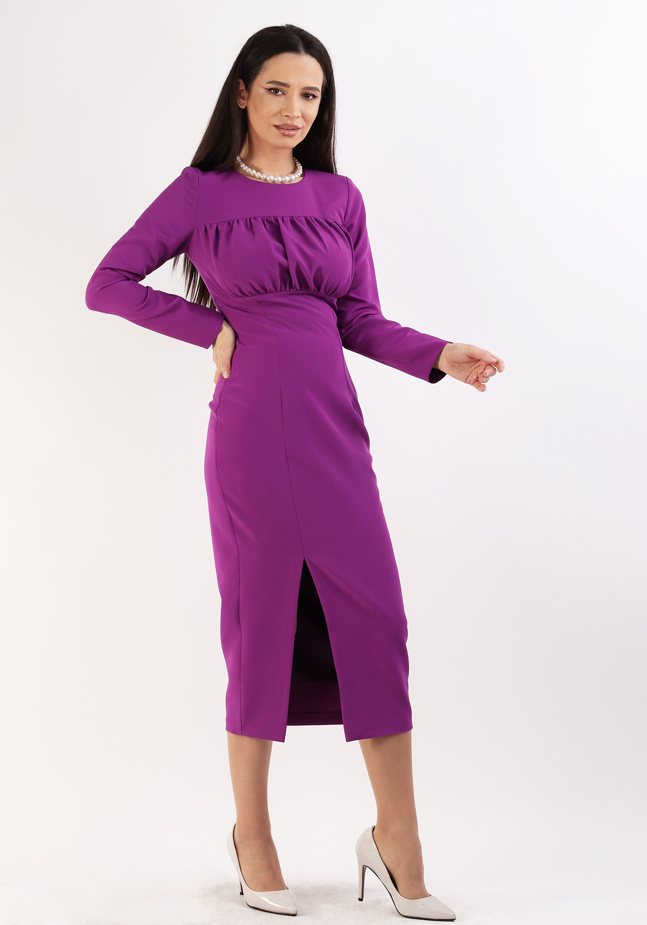 Rochie-conica-cu-cret-la-bust-5 Rochie conica - imagine 1