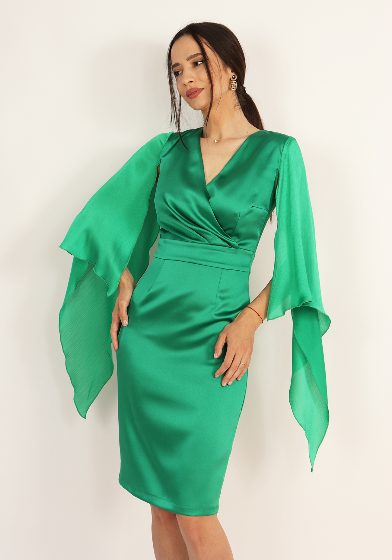 Rochie-conica-cu-maneca-lunga-din-voal-1-3 Rochie conica - imagine 1