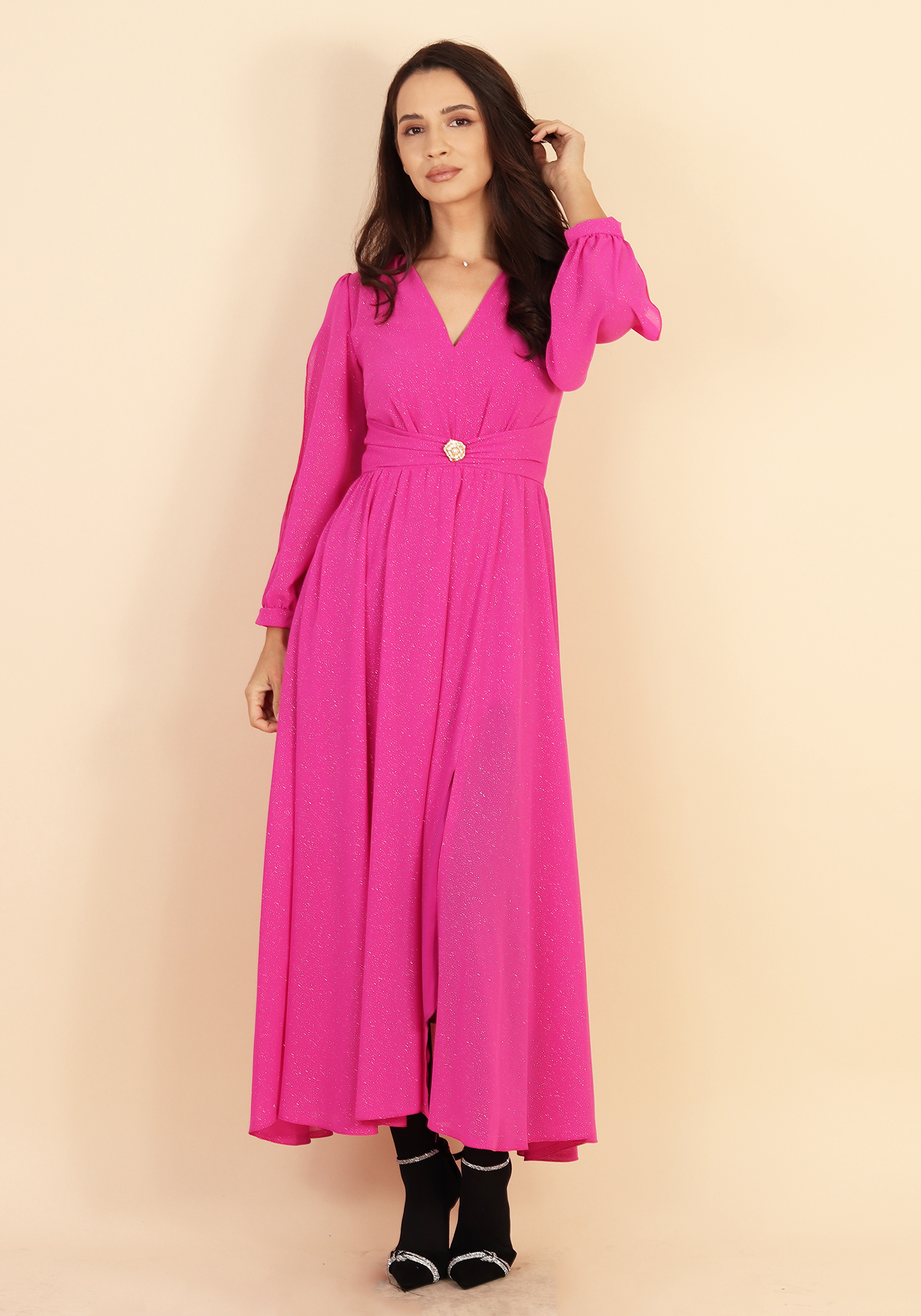 Rochie-eleganta-din-voal-cu-sclipici-1 Rochie eleganta - imagine 1