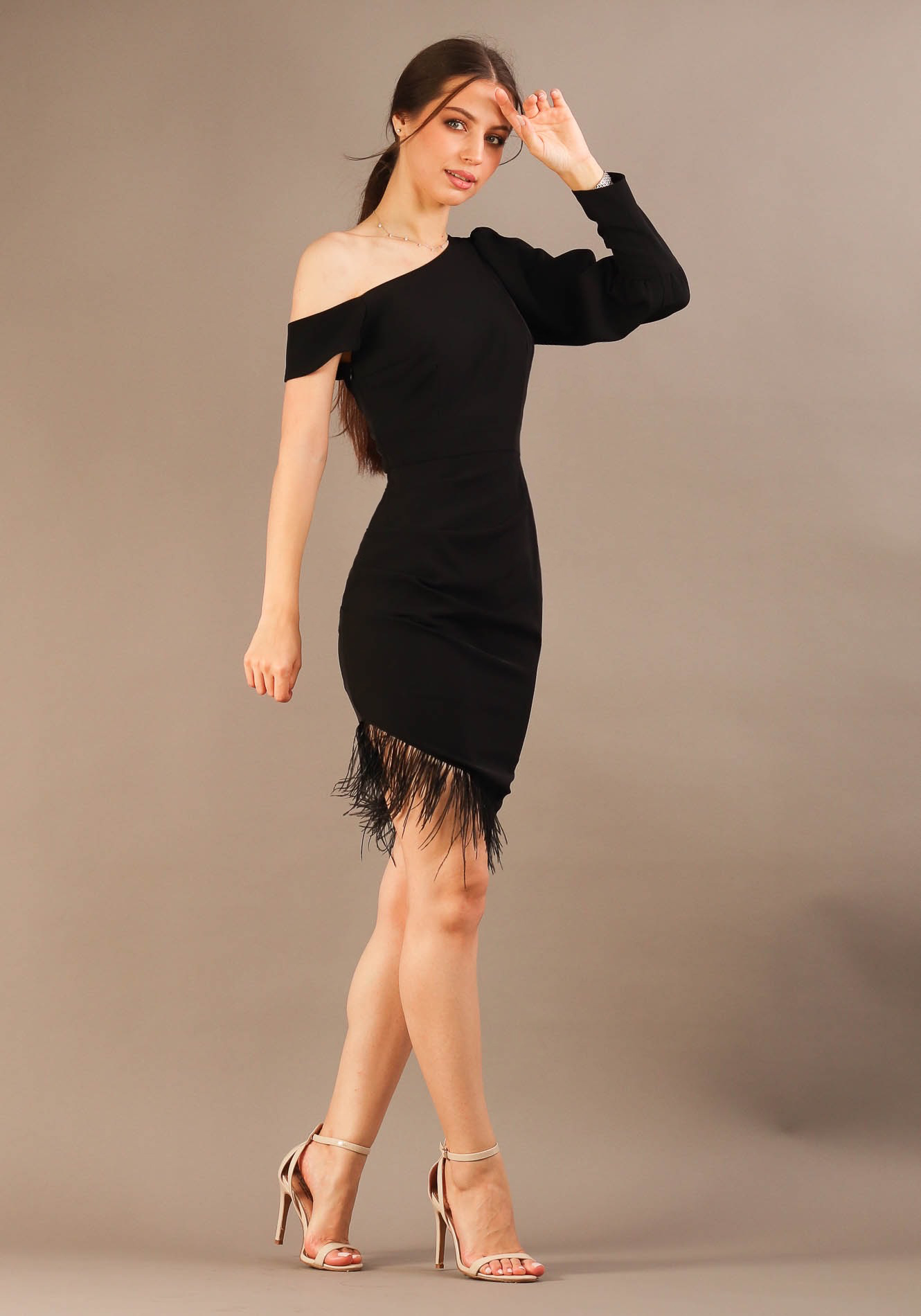 Rochie20asimetrica20neagra20cu20fulgi201 Rochie conica - imagine 1