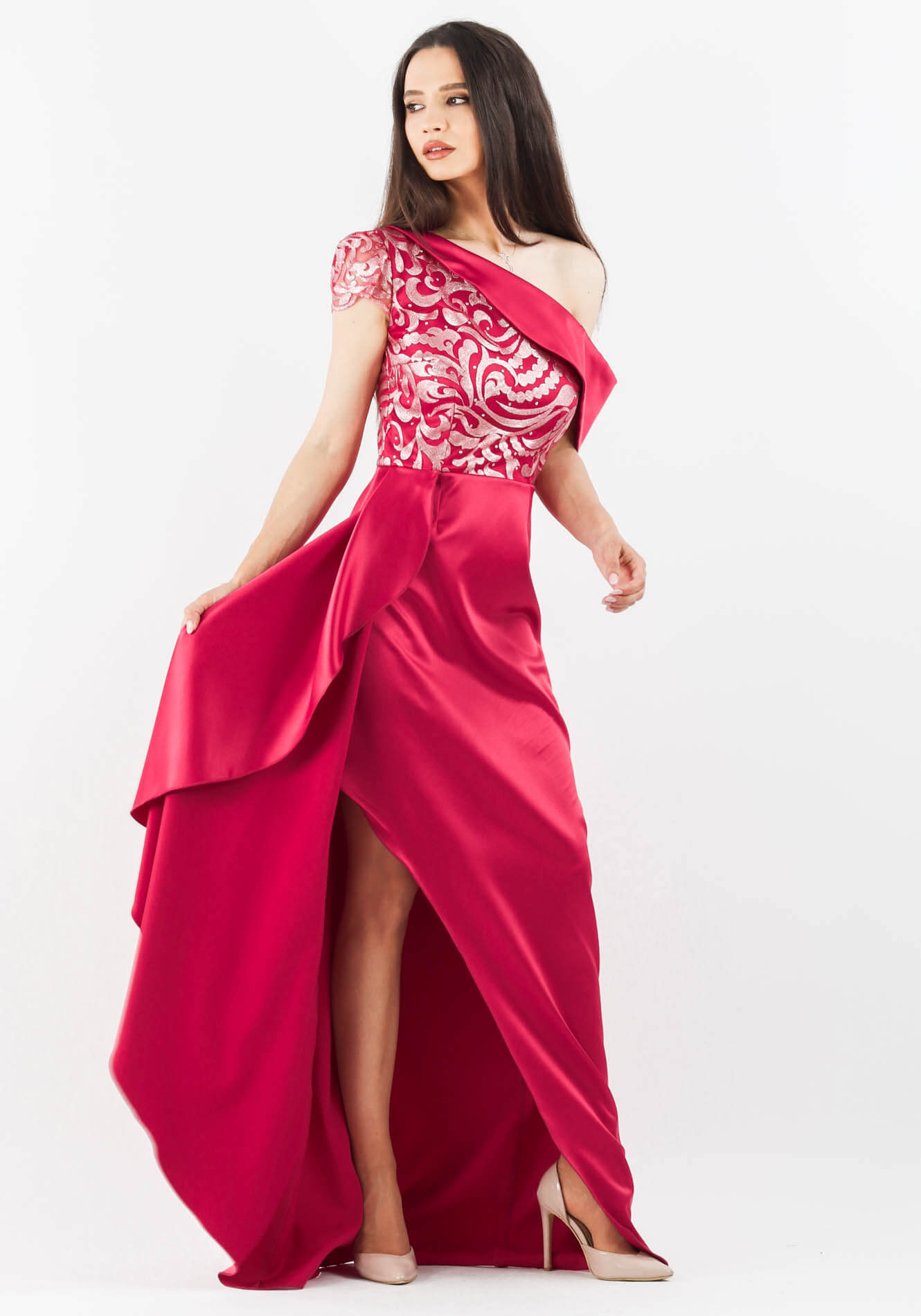 Rochie20de20ocazie20fucsia20lunga201 Rochie conica - imagine 1