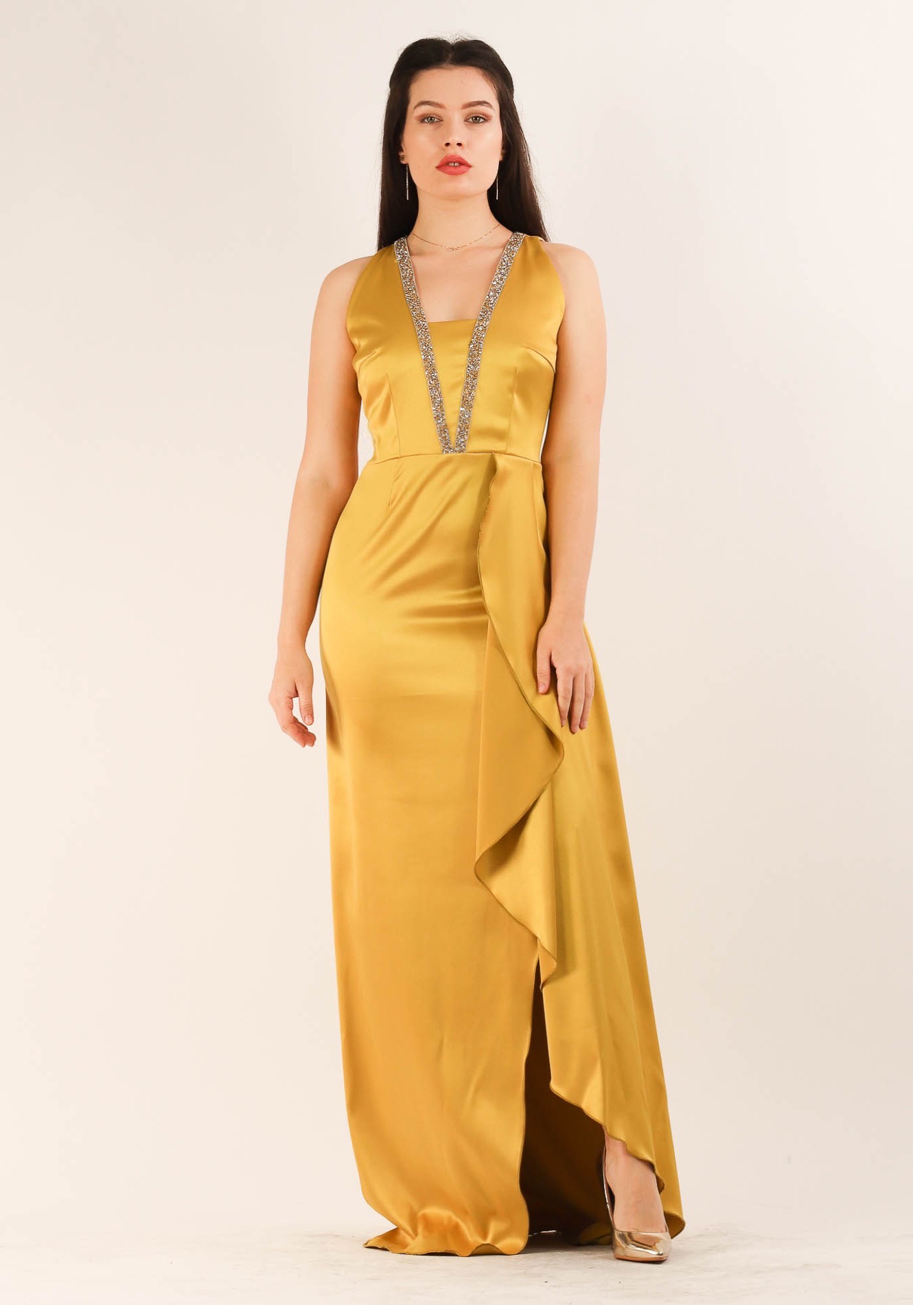 Rochie20galbena20eleganta20lunga201 Rochie lunga - imagine 1