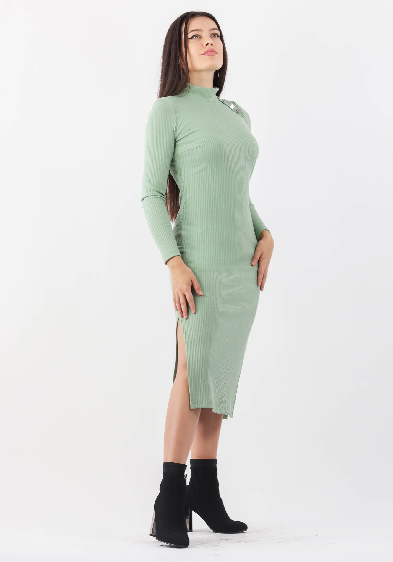 Rochie20lunga20tricot20verde202 Rochie conica - imagine 1