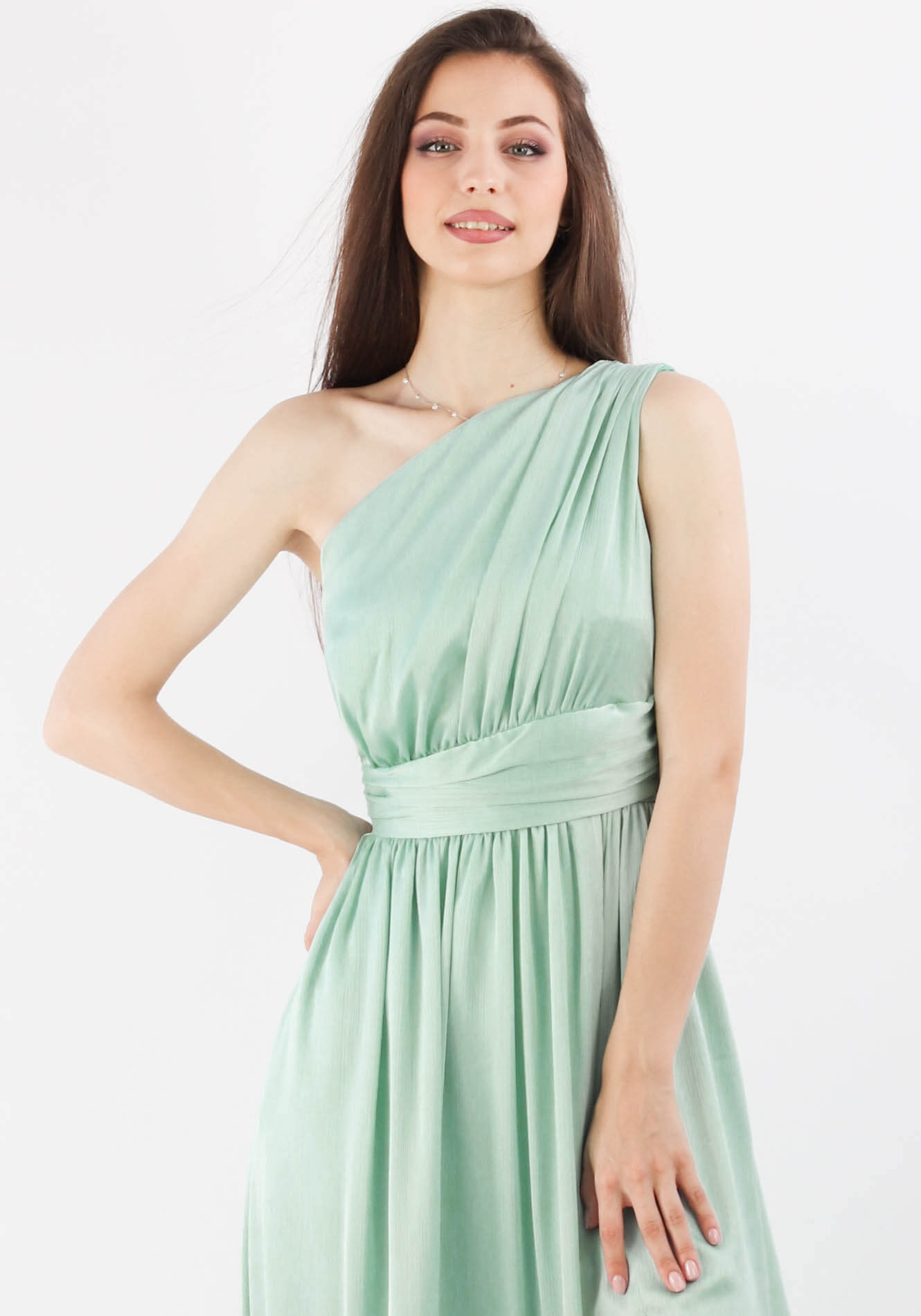 Rochie20lunga20vaporoasa20pe20un20umar20verde201 Rochie lejera - imagine 1