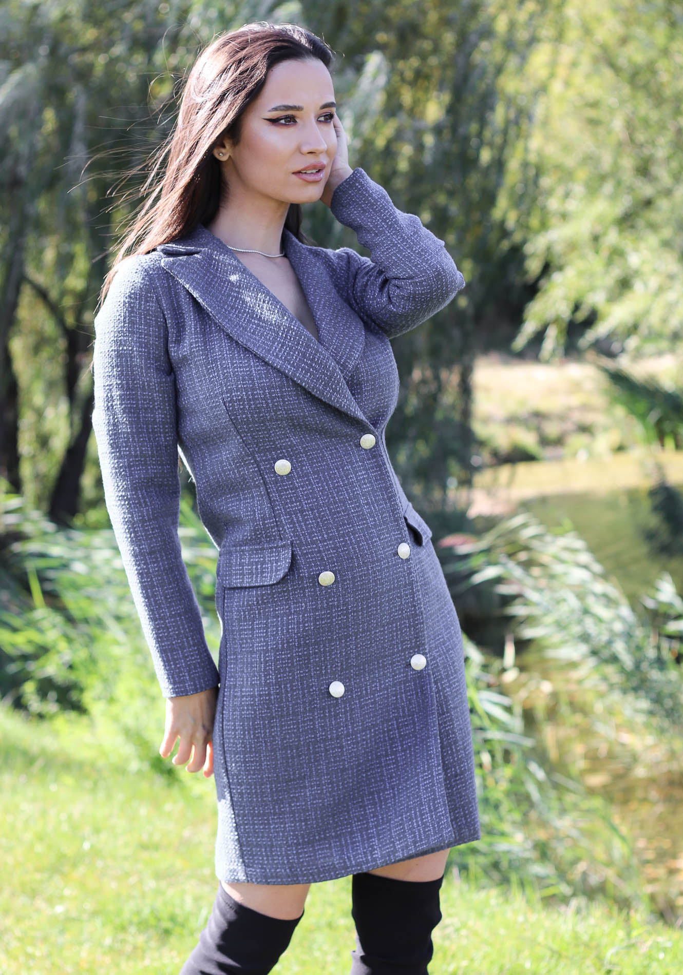 Rochie20tip20sacou20albastra20carouri201 Rochie tip sacou - imagine 1