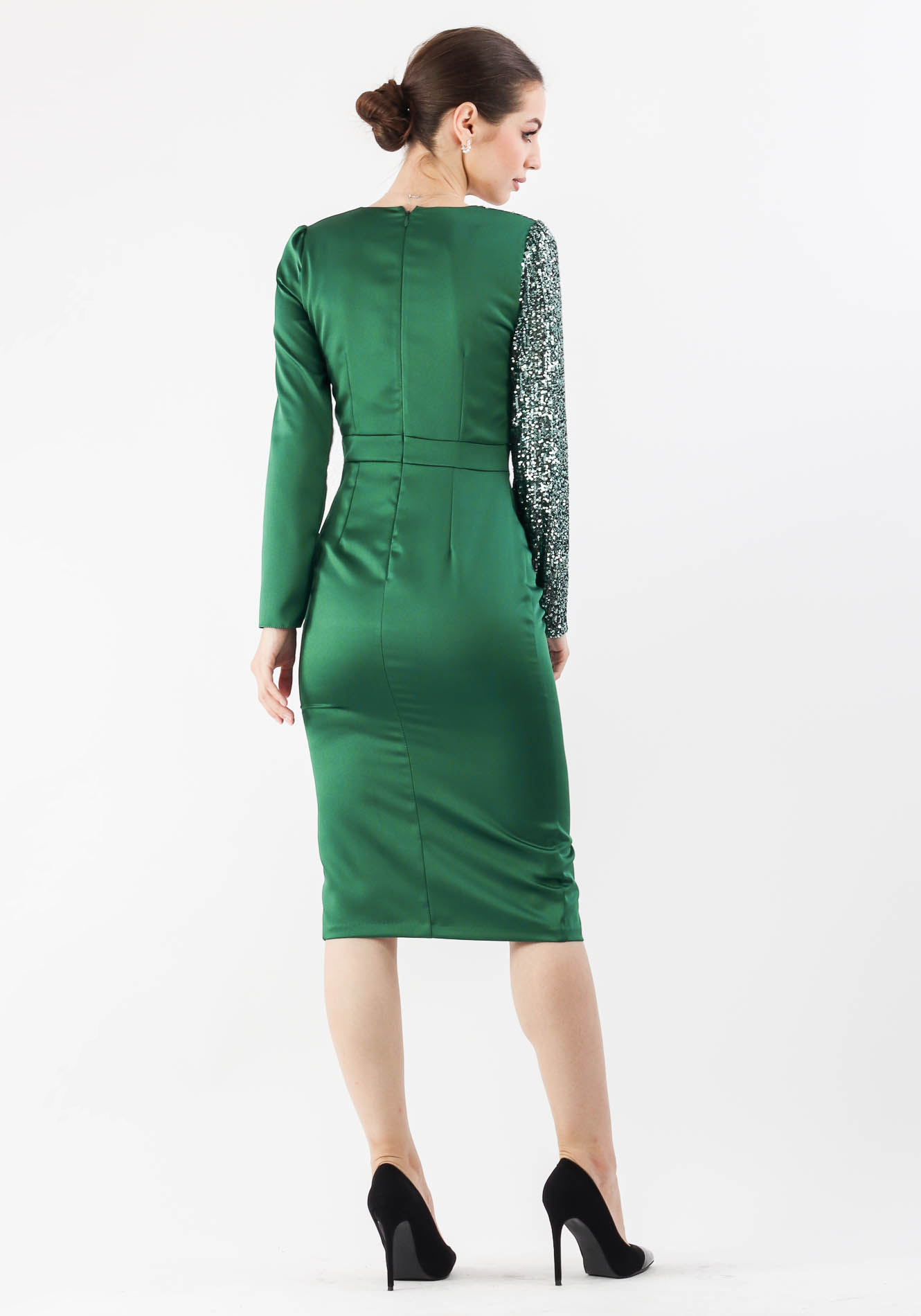 Rochie20verde20cu20paiete20si20cret204 Rochie conica - imagine 1