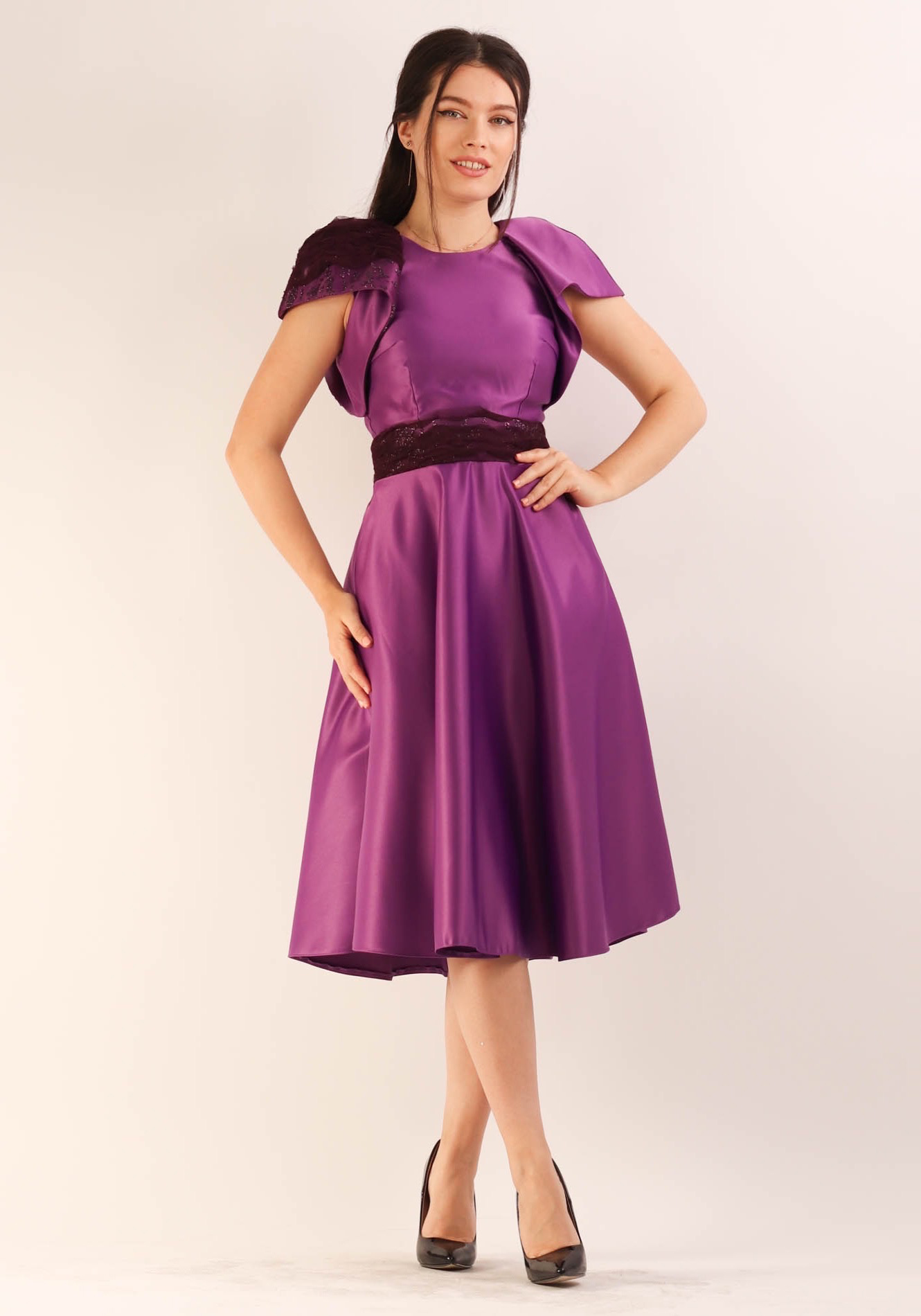 Rochie20violet20cu20umeri20bufanti201 Rochie clos - imagine 1