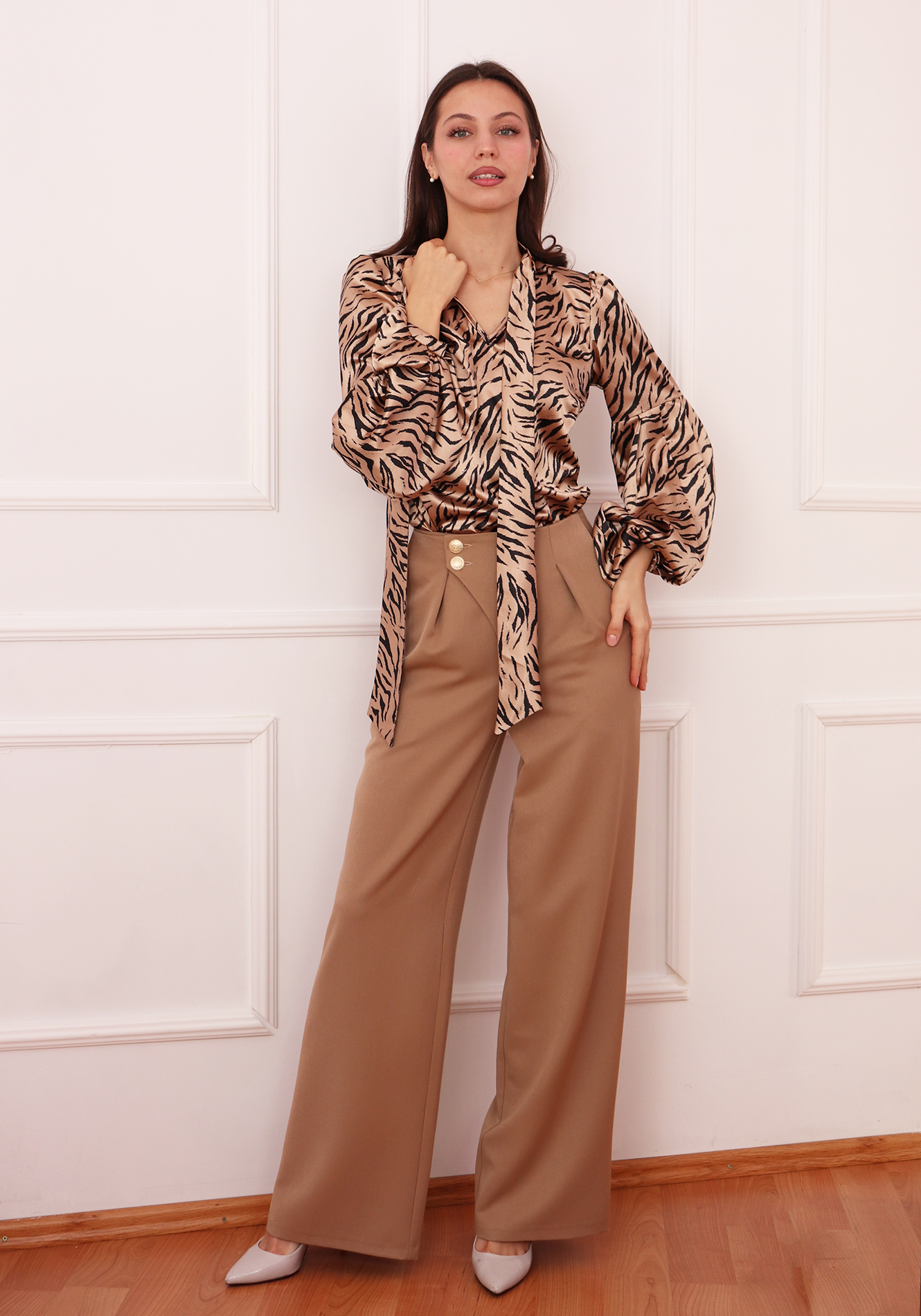 Pantalon-drept-p23-camel-1 Pantalon drept - imagine 1
