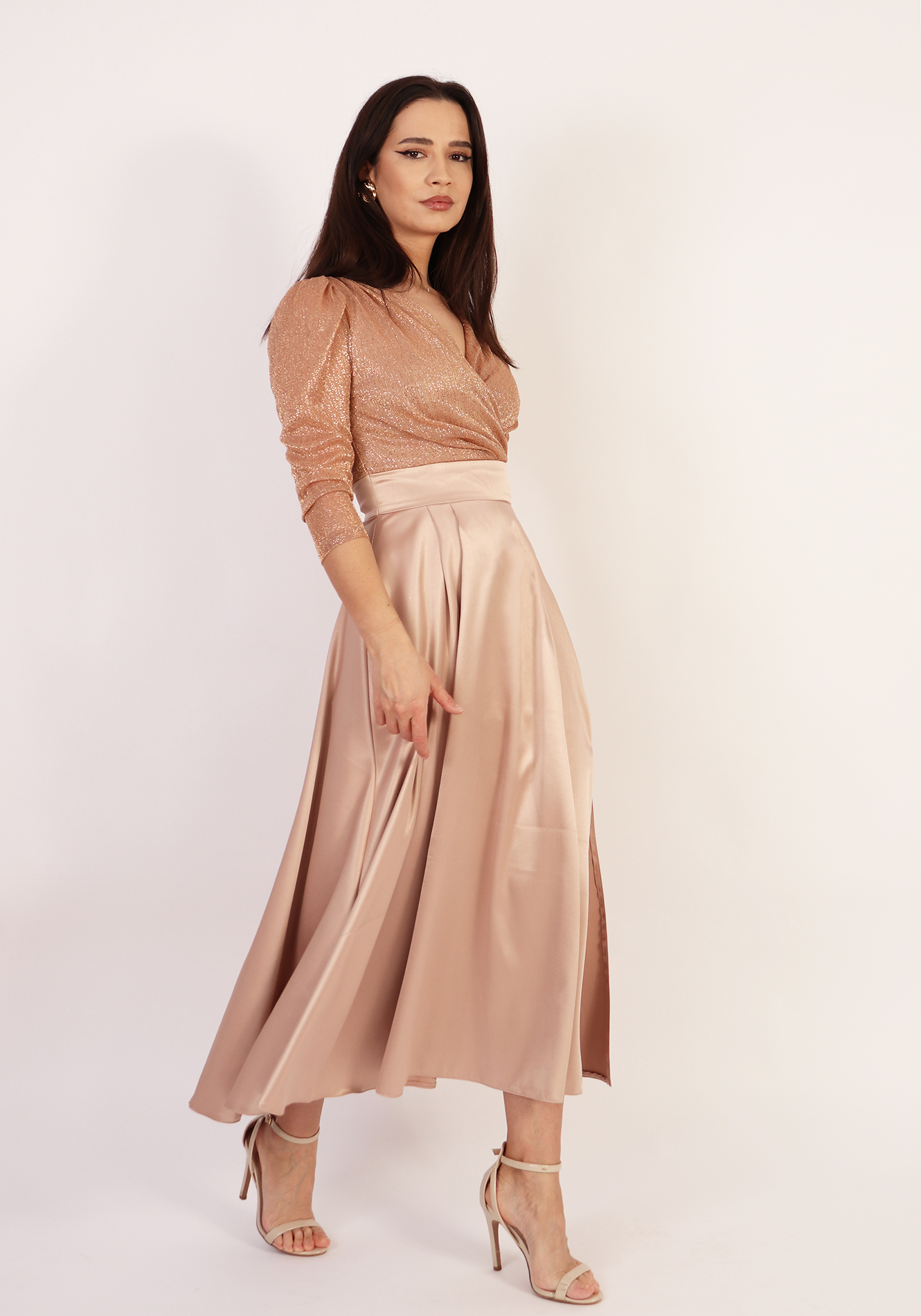 Rochie-clos-midi-r1933-bej-1 Rochie clos - imagine 1