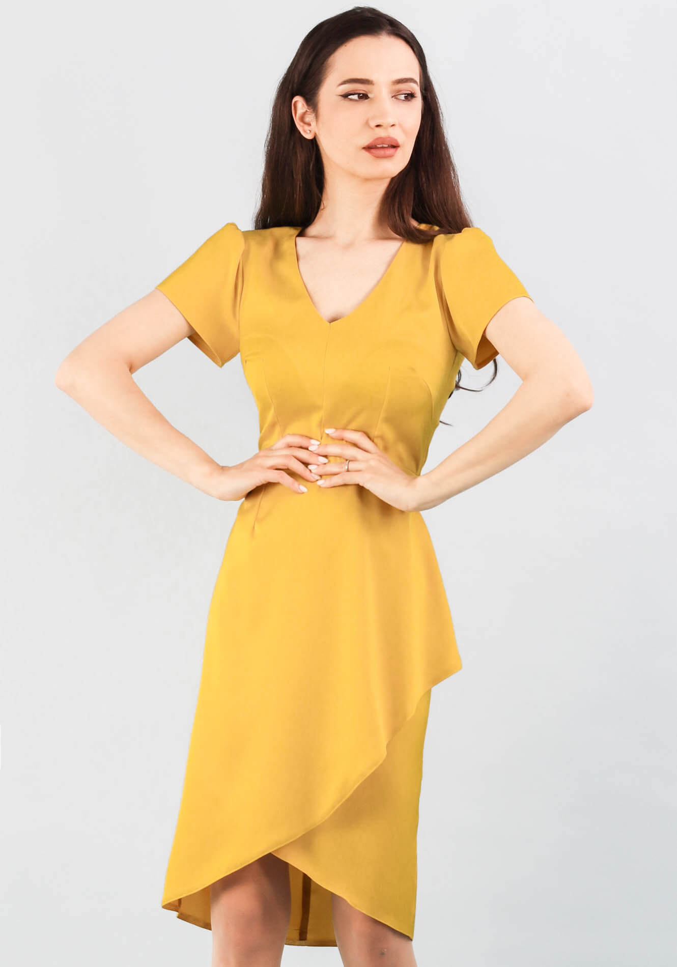 Rochie cu volane galbena 1 Rochie conica - imagine 1