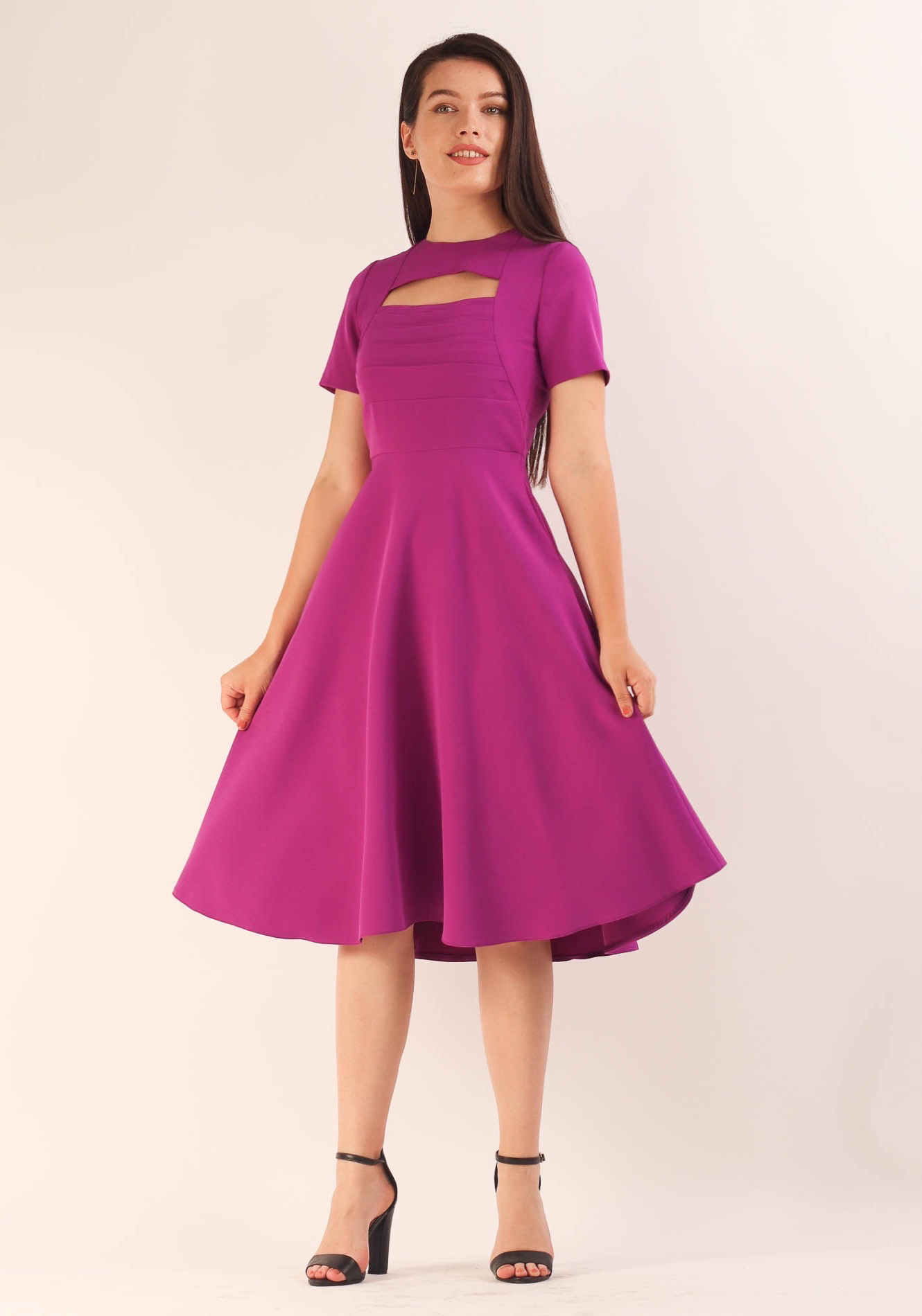 Rochie mov cu crapatura la bust 1 Rochie clos - imagine 1