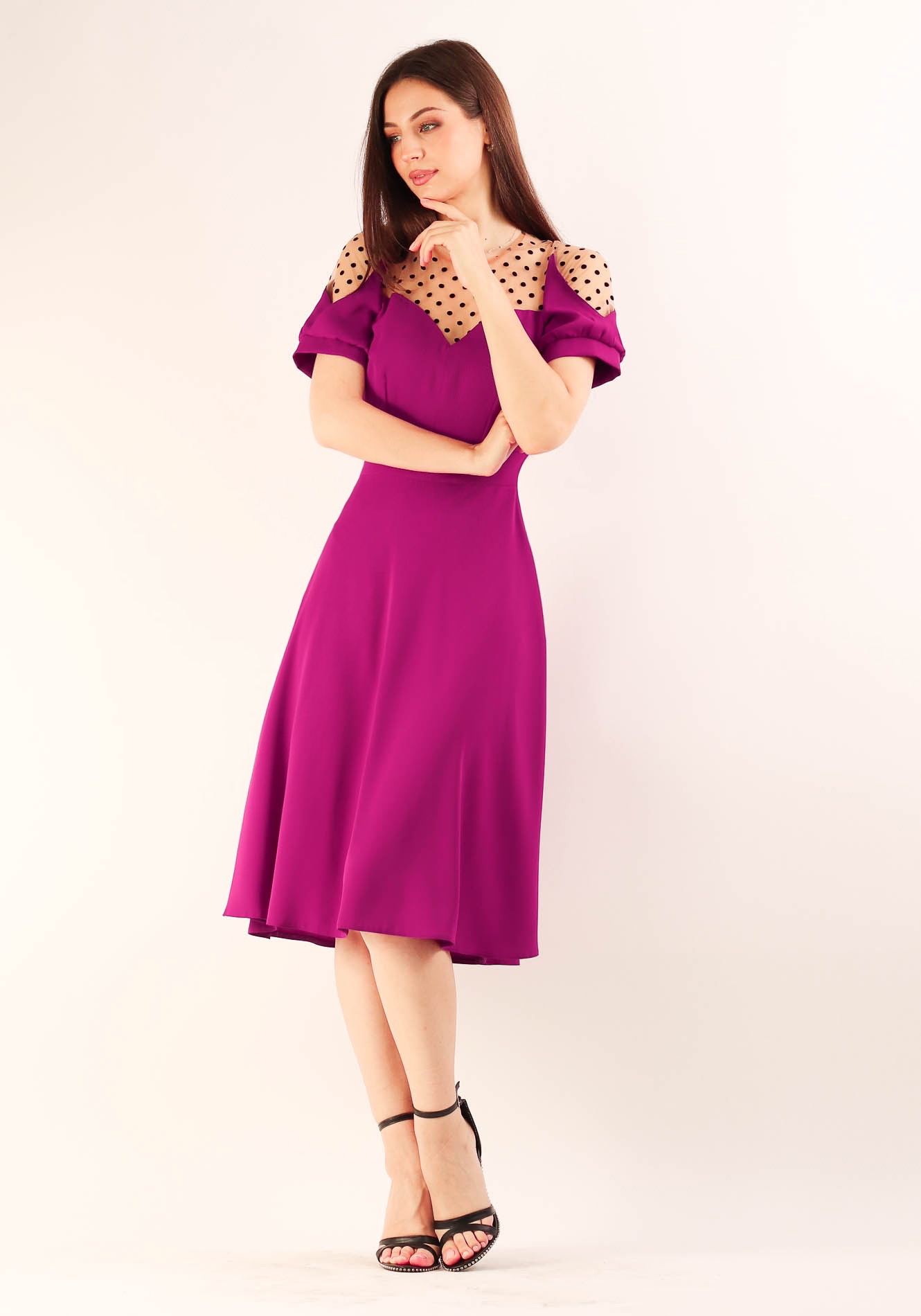 Rochie mov cu tull la decolteu 1 Rochie clos - imagine 1