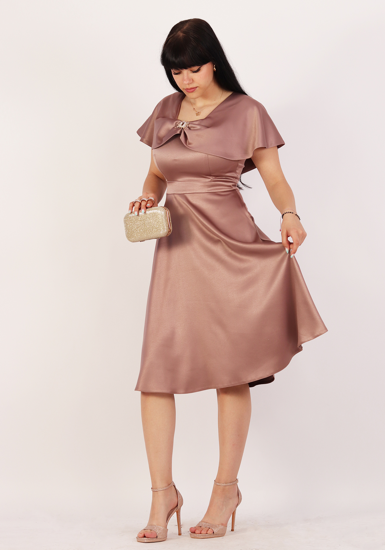 Rochie-clos-r1904-capuccino-1 Rochie clos - imagine 1