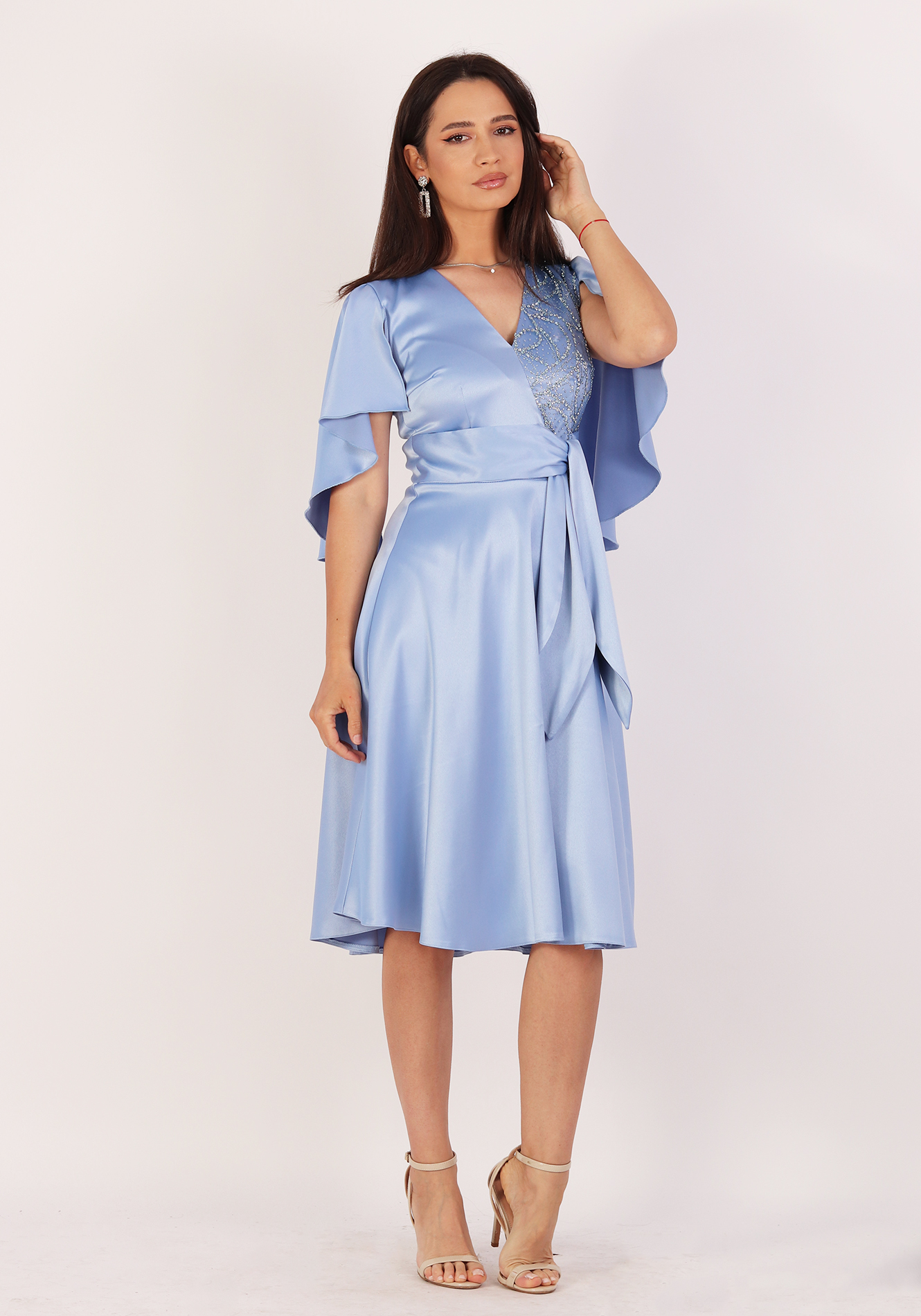 Rochie-clos-satin-r1991-bleu-2 Rochie clos - imagine 1