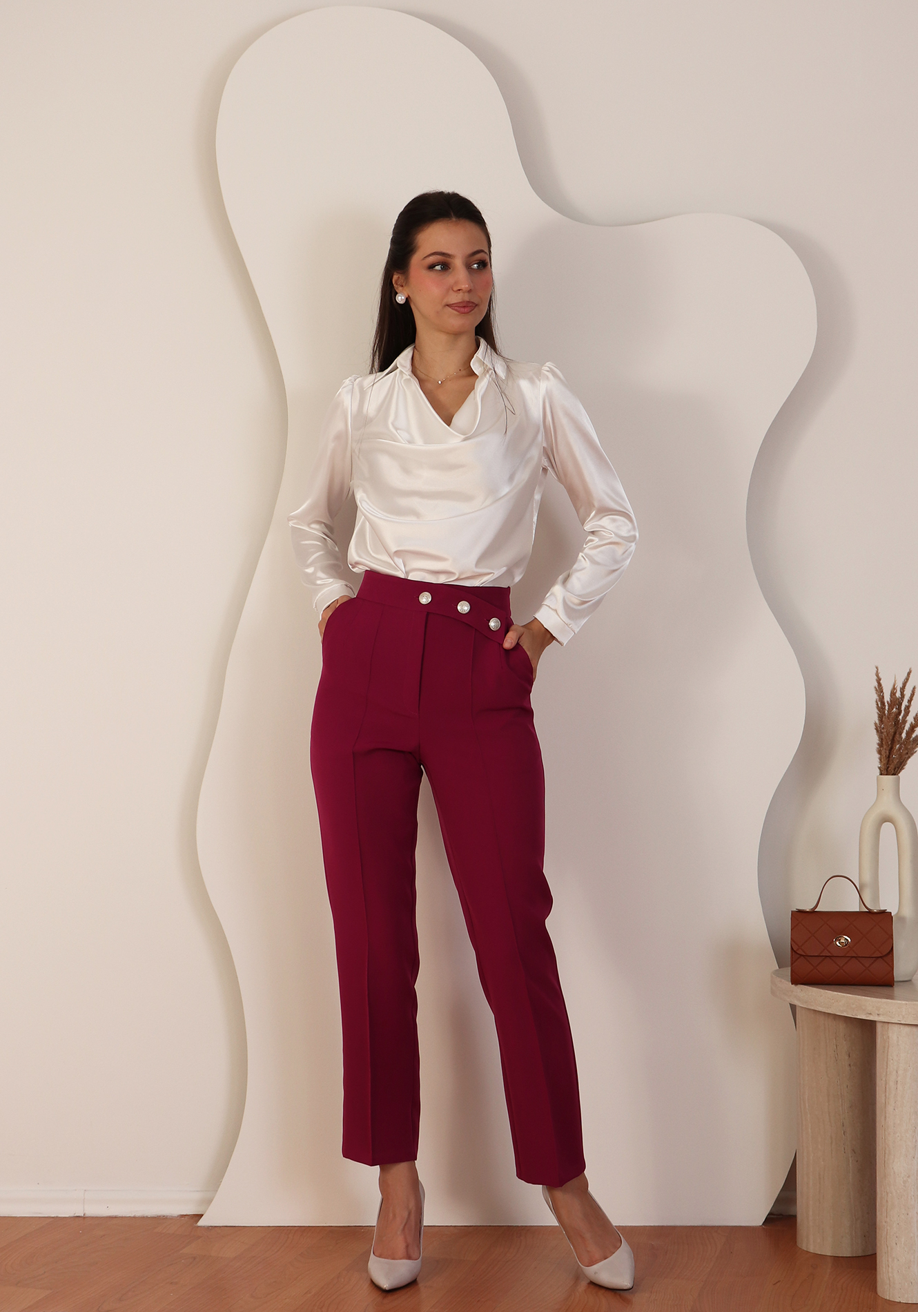 Pantalon-conic-p4045-ciclame-1 Pantalon office - imagine 1